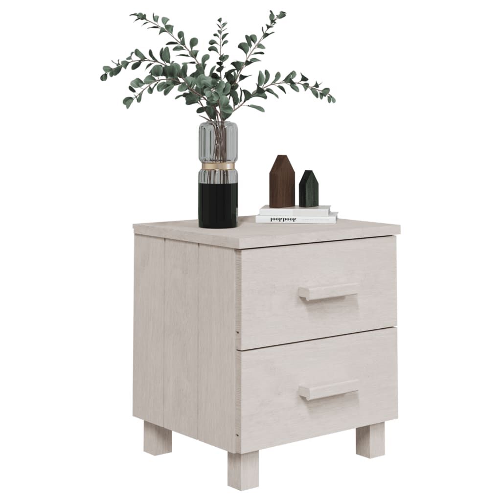 vidaXL Κομοδίνο HAMAR 2 Τεμ. Λευκά 40 x 35 x 44,5εκ. Μασίφ Ξύλο Πεύκου
