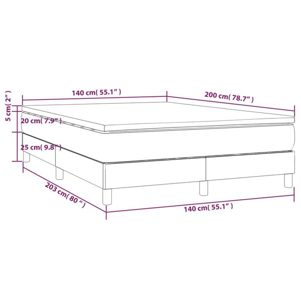 vidaXL Κρεβάτι Boxspring με Στρώμα Ανοιχτό Γκρι 140x200 εκ. Υφασμάτινο
