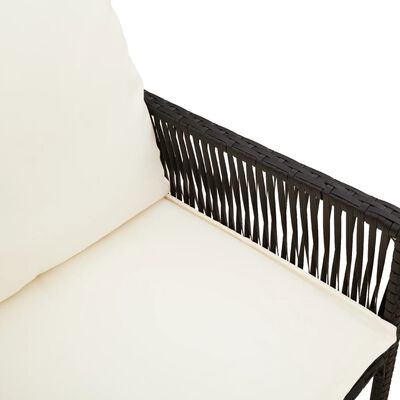 vidaXL Σκαμπό Μπαρ Κήπου 2 τεμ. Μαύρα από Συνθετικό Ρατάν με Μαξιλάρια