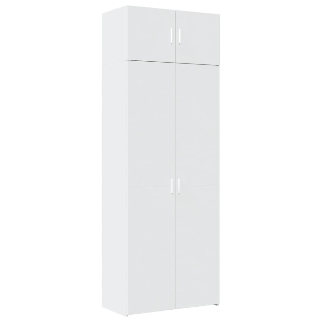 vidaXL Ραφιέρα με Ντουλάπια Λευκή 80x42,5x225 εκ. από Επεξ. Ξύλο