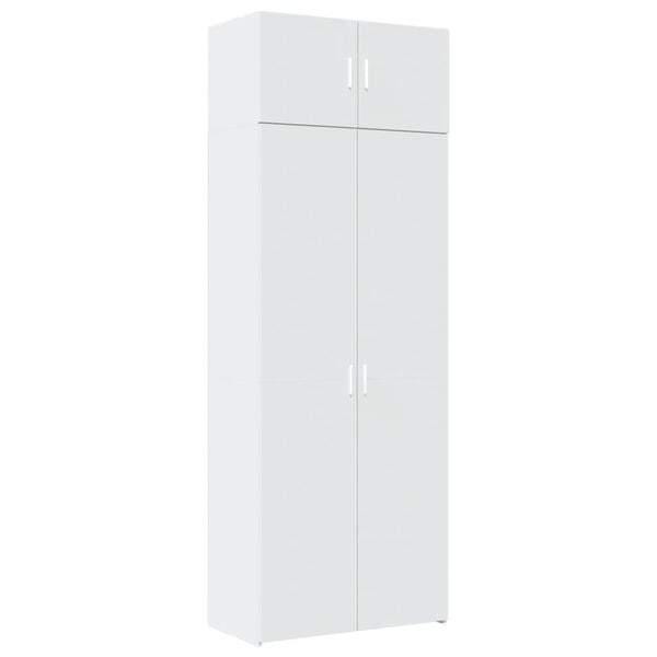vidaXL Ραφιέρα με Ντουλάπια Λευκή 80x42,5x225 εκ. από Επεξ. Ξύλο