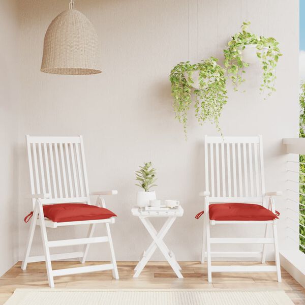 vidaXL Μαξιλάρια Καρέκλας Κήπου 2 τεμ. Κόκκινα 40x40x7 εκ. Υφασμάτινα
