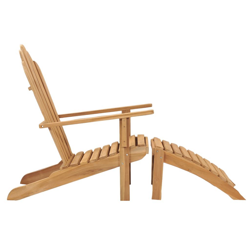 vidaXL Καρέκλα Adirondack με Υποπόδιο από Μασίφ Ξύλο Teak