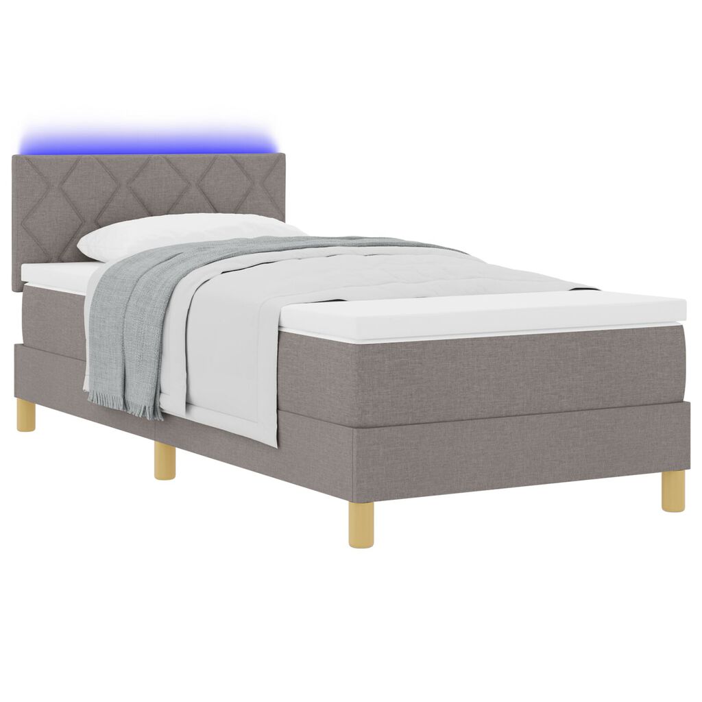 vidaXL Κρεβάτι Σπαστού Στρώματος με Στρώμα & LED Μπεζ 90x190 εκ. Ύφασμα