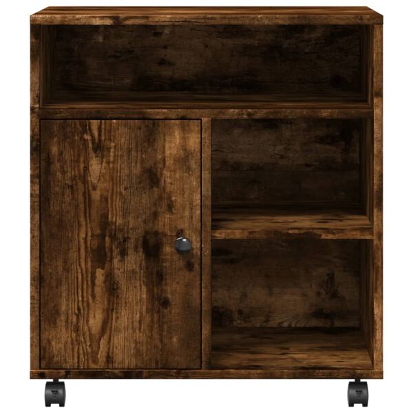 vidaXL Βάση Εκτυπωτή με Ρόδες Καπνιστή Δρυς 60x50x67 εκ.