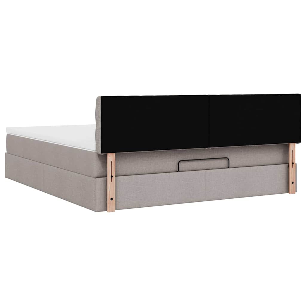 vidaXL Οθωμανικό κρεβάτι με στρώμα & LEDs Taupe 180x200cm ύφασμα