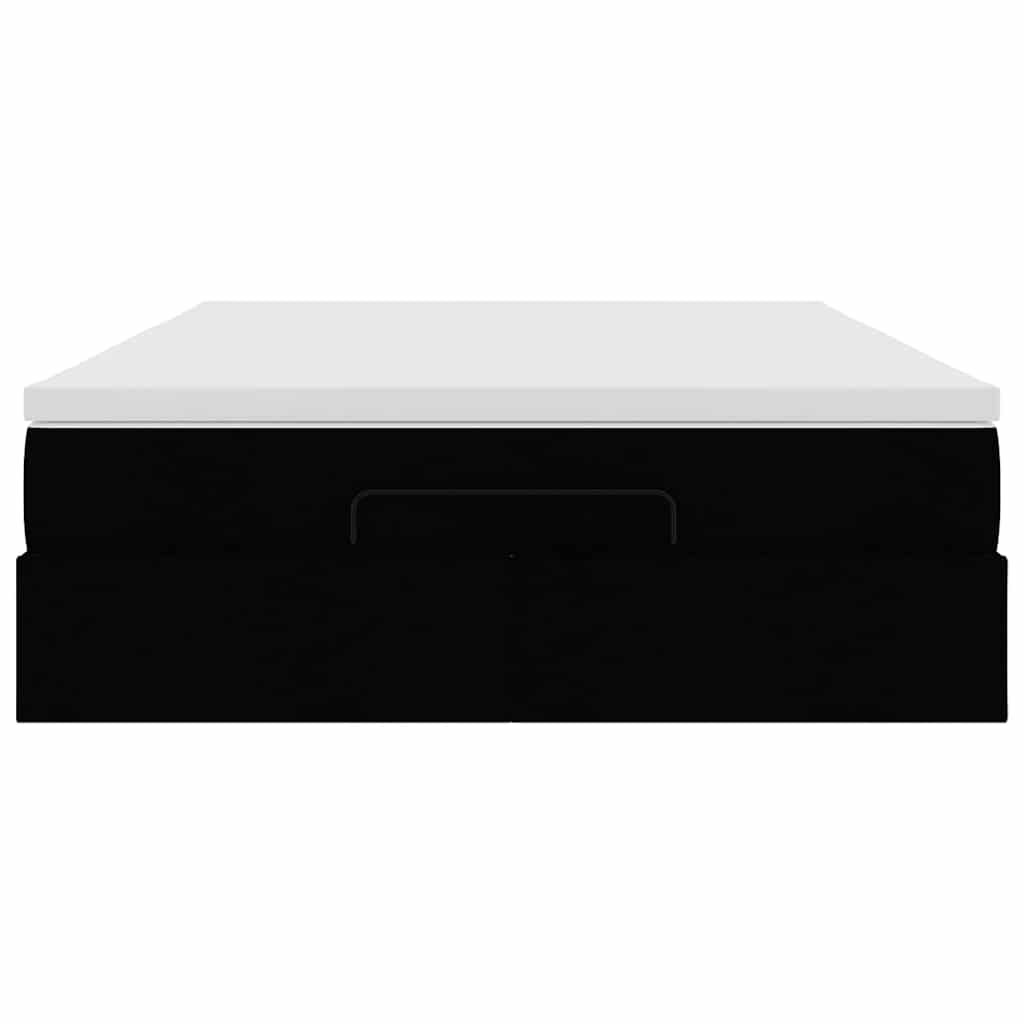 vidaXL Οθωμανικό κρεβάτι με στρώμα Μαύρο 140x200cm Faux Leather