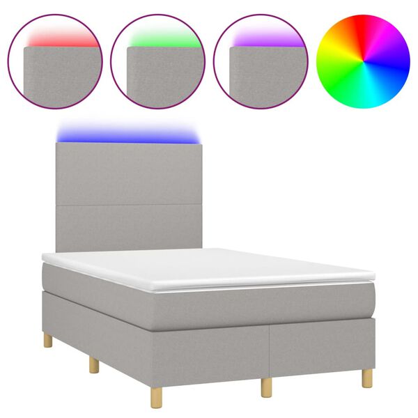 vidaXL &Kappa;&rho;&epsilon;&beta;ά&tau;&iota; Boxspring &mu;&epsilon; &Sigma;&tau;&rho;ώ&mu;&alpha; & LED &Alpha;&nu;.&Gamma;&kappa;&rho;&iota; 120x200 &epsilon;&kappa; &Upsilon;&phi;&alpha;&sigma;&mu;ά&tau;&iota;&nu;&omicron;