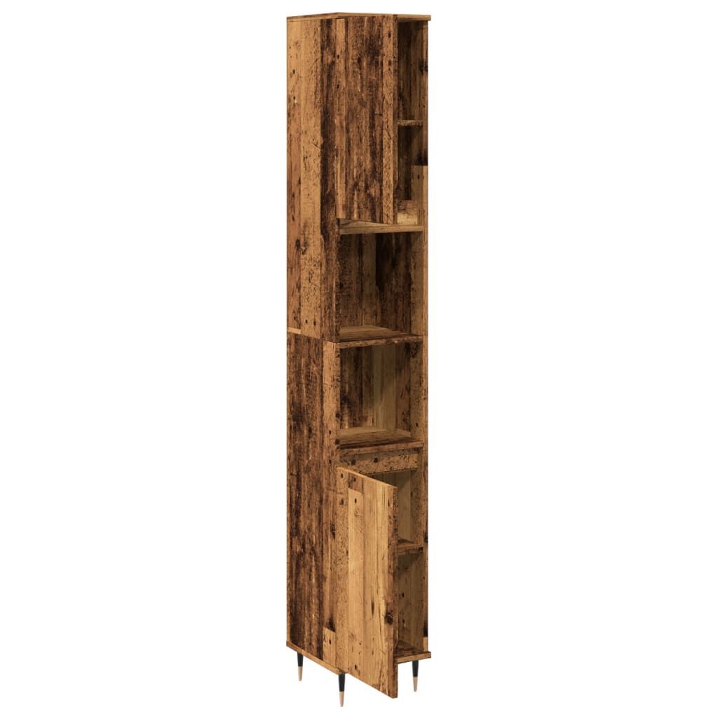 vidaXL Ντουλάπι μπάνιου Παλιό ξύλο 30x30x190 cm Κατασκευασμένο ξύλο