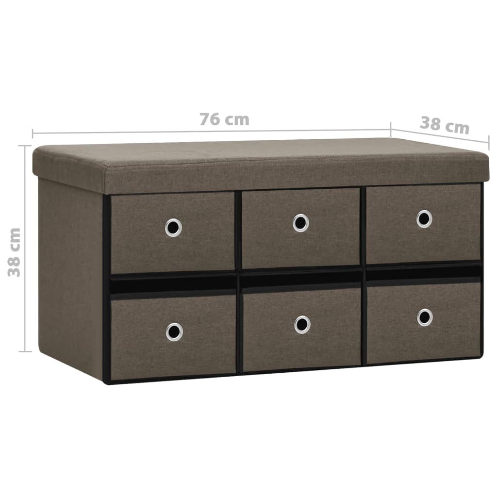 vidaXL Πτυσσόμενος Πάγκος Αποθήκευσης Καφέ 76x38x38 εκ. Συνθετικό Λινό