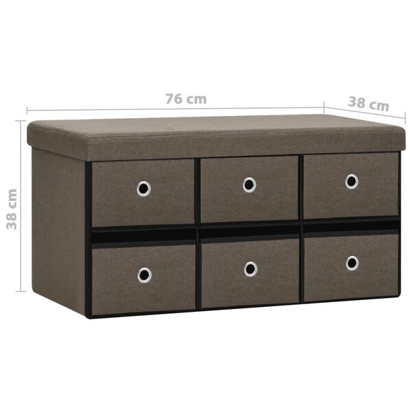 vidaXL Πτυσσόμενος Πάγκος Αποθήκευσης Καφέ 76x38x38 εκ. Συνθετικό Λινό