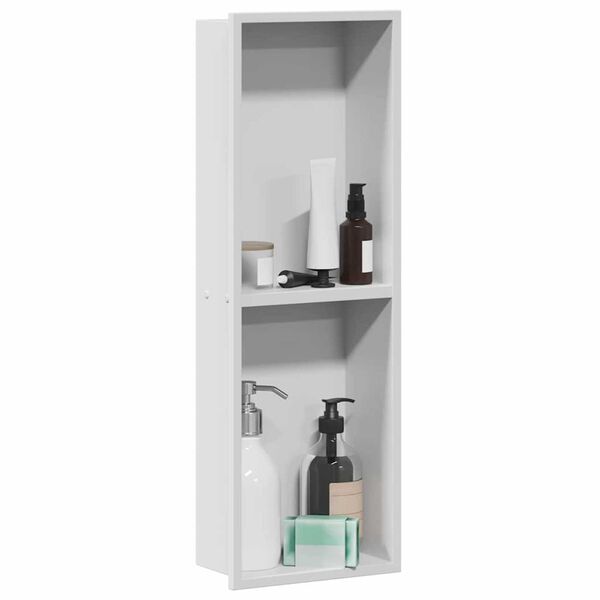vidaXL Νίτσα Μπάνιου Λευκό 60 x 20 x 9.5 εκ Ανοξείδωτο ατσάλι