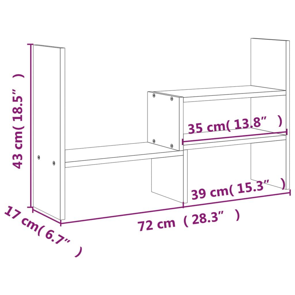 vidaXL Βάση Οθόνης Λευκή (39-72)x17x43 εκ. από Μασίφ Ξύλο Πεύκου