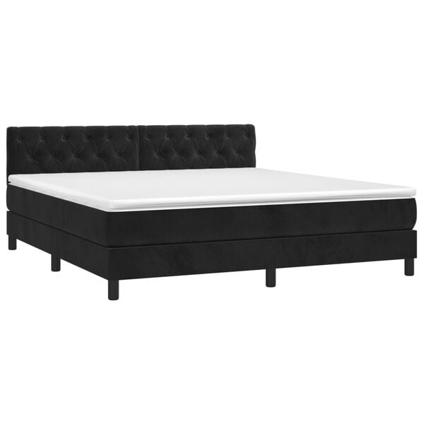vidaXL Κρεβάτι Boxspring με Στρώμα Μαύρο 160x200 εκ. Βελούδινο