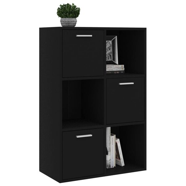 vidaXL Ραφιέρα με Ντουλάπια Μαύρη 60 x 29,5 x 90 εκ. από Επεξ. Ξύλο
