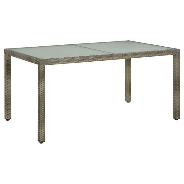 vidaXL Τραπέζι Κήπου Γκρι 150x90x75 εκ. Συνθετικό Ρατάν/Ψημένο Γυαλί