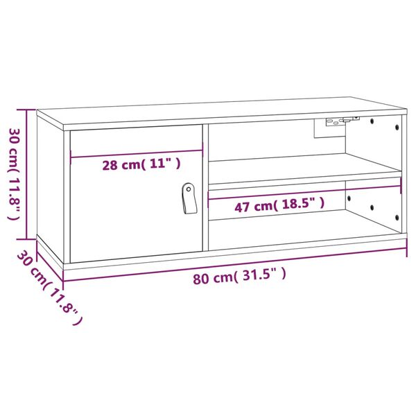 vidaXL Ντουλάπι Τοίχου γκρί 80 x 30 x 30 εκ. από Μασίφ Ξύλο Πεύκου