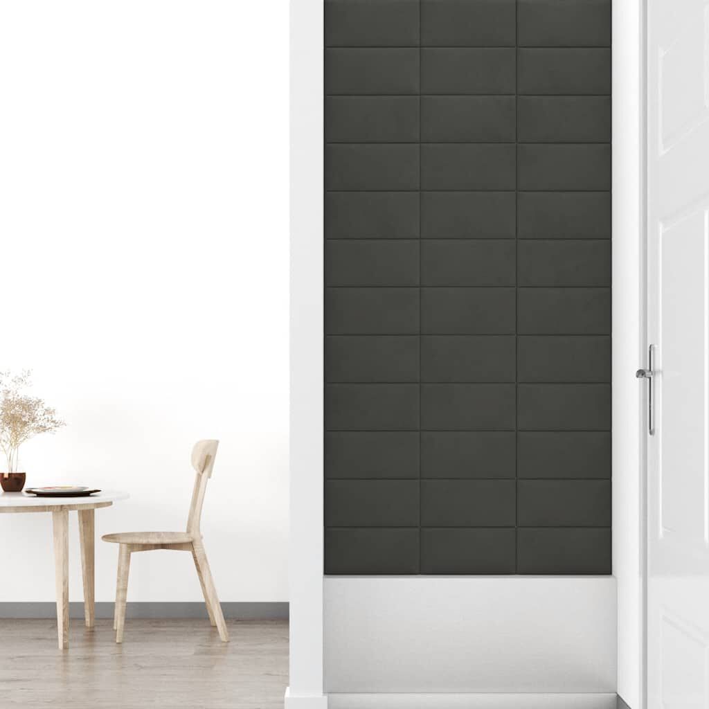 vidaXL Πάνελ Τοίχου 12 τεμ. Σκούρο γκρι 30x15 εκ. 0,54 μ² Βελούδινα