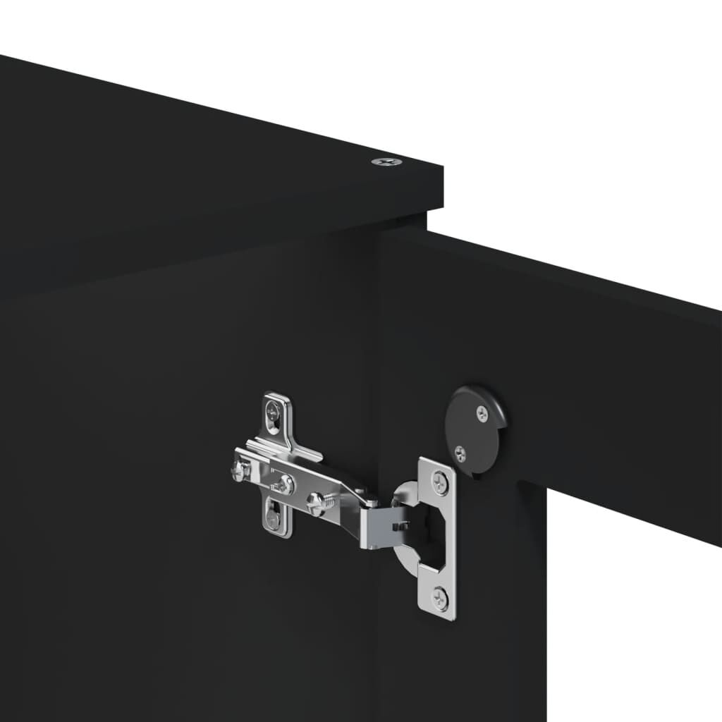 vidaXL Ντουλάπι Ψηλό VIKEN Μαύρος 80x40x190 εκ. από Μασίφ Ξύλο Πεύκου