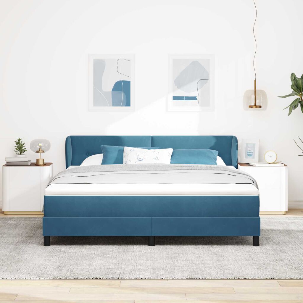 vidaXL Κρεβάτι με στρώμα Σκούρο Μπλε 180x200 εκ Βελούδο