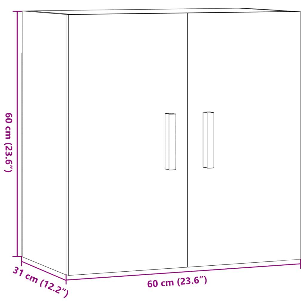 vidaXL Ντουλάπι Τοίχου Αρτισιανή Δρυς 60x31x60 εκ. Επεξεργασμένο Ξύλο