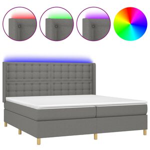 vidaXL &Kappa;&rho;&epsilon;&beta;ά&tau;&iota; Boxspring &mu;&epsilon; &Sigma;&tau;&rho;ώ&mu;&alpha; & LED &Sigma;&kappa;.&Gamma;&kappa;&rho;&iota; 200x200&epsilon;&kappa;. &Upsilon;&phi;&alpha;&sigma;&mu;ά&tau;&iota;&nu;&omicron;