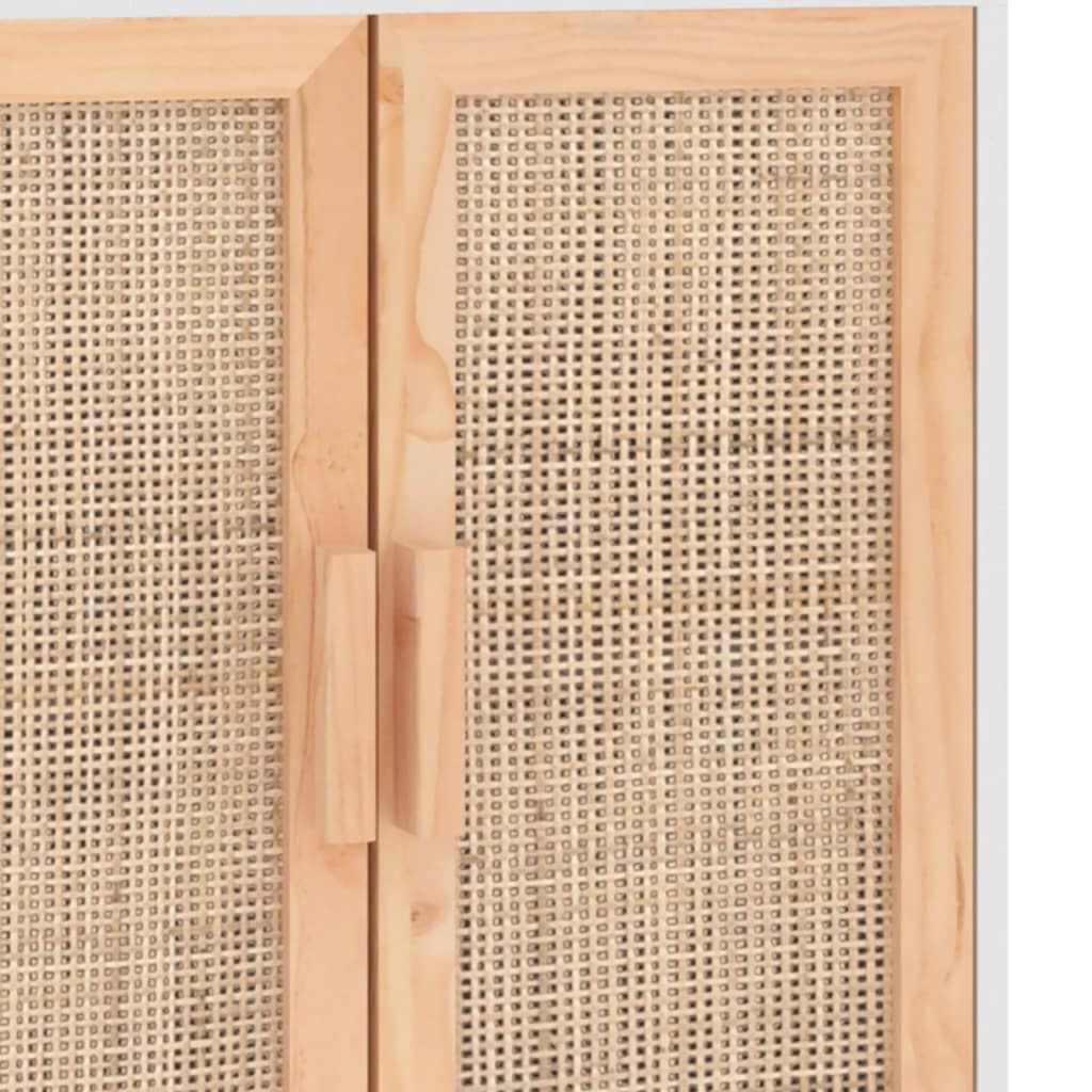 vidaXL Ντουλάπι Λευκό 60 x 30 x 70 εκ. από Μασίφ Πεύκο & Φυσικό Ρατάν