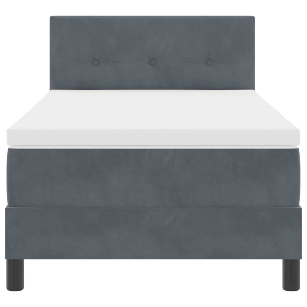 κρεβάτι Box Spring με στρώμα vidaXL σκούρο γκρι 80x200 εκ. βελούδο