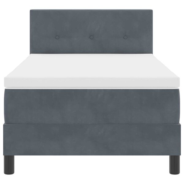 κρεβάτι Box Spring με στρώμα vidaXL σκούρο γκρι 80x200 εκ. βελούδο