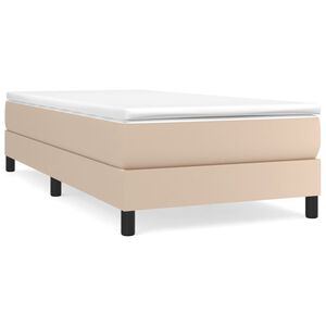 vidaXL Κρεβάτι Boxspring με Στρώμα Καπουτσίνο 90x190εκ.από Συνθ. Δέρμα