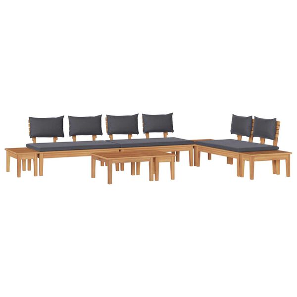 vidaXL Σετ Παγκάκι Κήπου 5 pcs Καφέ, Γκρί Πολυ rattan, βαμμένο ατσάλι