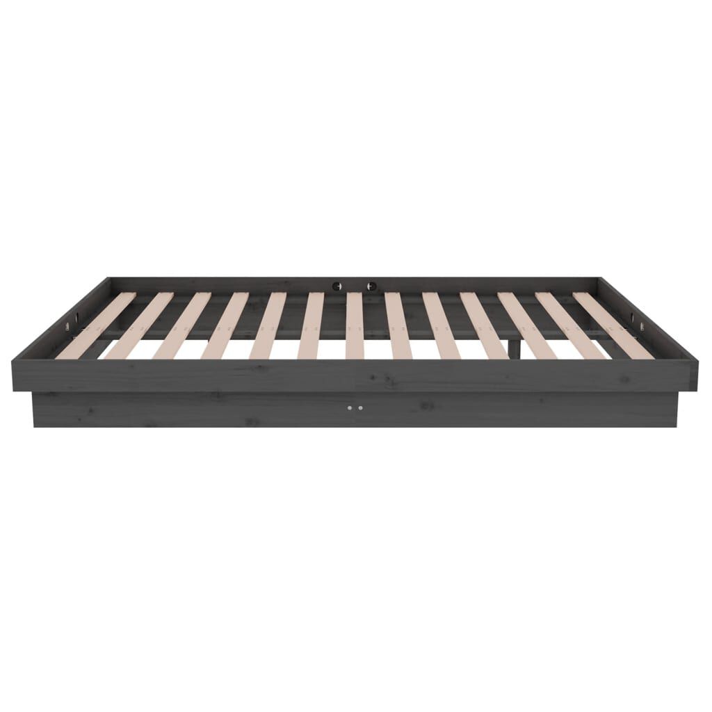 vidaXL Πλαίσιο Κρεβατιού Γκρι 120x190 εκ. Μασίφ Ξύλο Small Double
