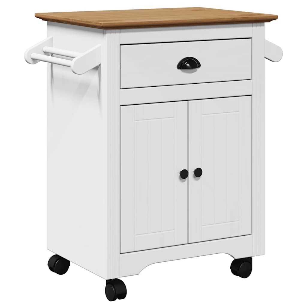 vidaXL Καροτσάκι κουζίνας BODO Λευκό και καφέ 72x45x80 cm