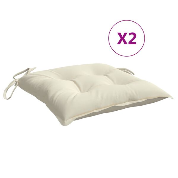 vidaXL Μαξιλάρια Καρέκλας Κήπου 2 τεμ. Λευκά 50x50x7 εκ. Υφασμάτινα