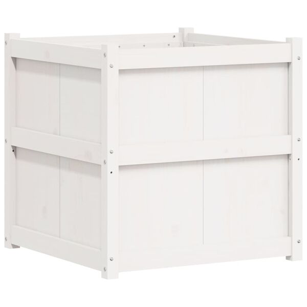 vidaXL Ζαρντινιέρα Λευκή 70 x 70 x 70 εκ. από Μασίφ Ξύλο Πεύκου