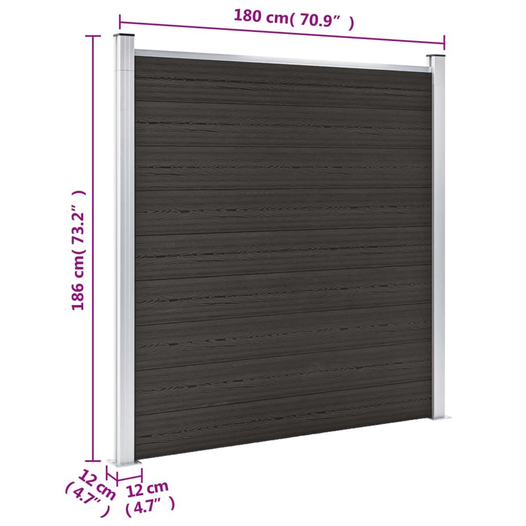 vidaXL Πάνελ Περίφραξης Μαύρο 180 x 186 εκ. από WPC