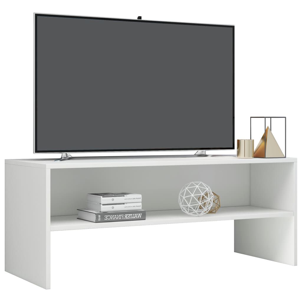 vidaXL Έπιπλο Τηλεόρασης Γυαλιστερό Λευκό 100x40x40 εκ. Επεξ. Ξύλο