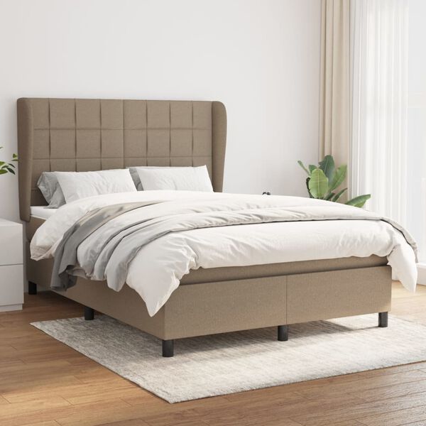vidaXL &Kappa;&rho;&epsilon;&beta;ά&tau;&iota; Boxspring &mu;&epsilon; &Sigma;&tau;&rho;ώ&mu;&alpha; Taupe 140x200 &epsilon;&kappa;. &Upsilon;&phi;&alpha;&sigma;&mu;ά&tau;&iota;&nu;&omicron;