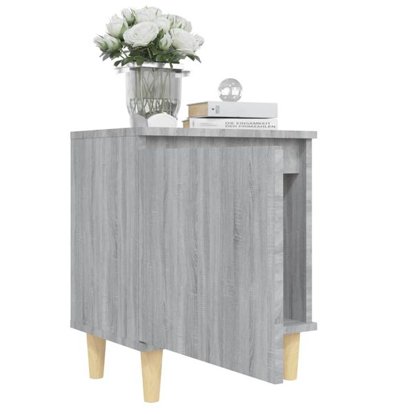 vidaXL Κομοδίνο Γκρι Sonoma 40 x 30 x 50 εκ. με Μασίφ Ξύλινα Πόδια