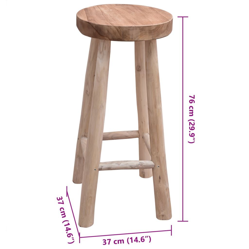 vidaXL Σκαμπό Μπαρ από Μασίφ Ξύλο Teak