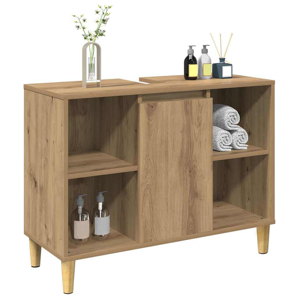 vidaXL Ντουλάπι Μπάνιου Αρτισιανή Δρυς 80 x 33 x 60 εκ. Επεξεργ. Ξύλο