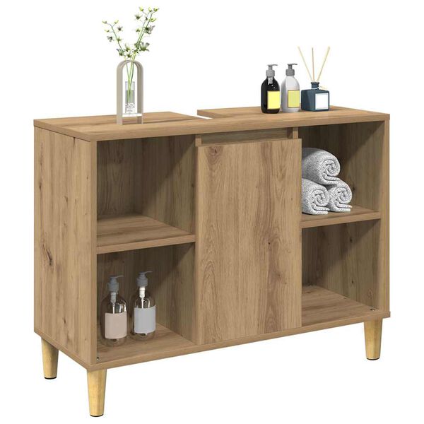 vidaXL Ντουλάπι Μπάνιου Αρτισιανή Δρυς 80 x 33 x 60 εκ. Επεξεργ. Ξύλο