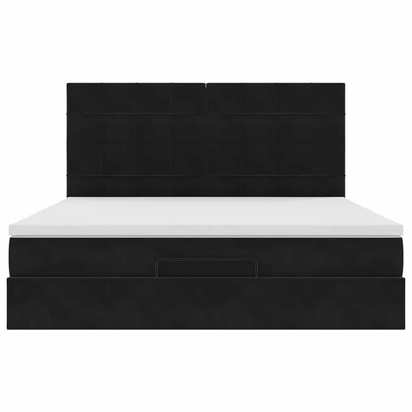 vidaXL Οθωμανικό κρεβάτι με στρώματα Μαύρο 180x200cm Velvet