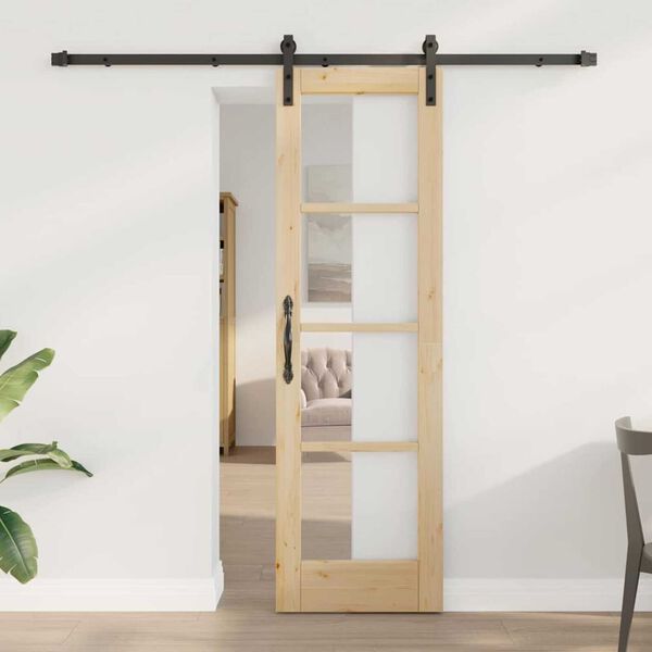 vidaXL Συρόμενη Πόρτα ORKDAL Καφέ 61 x 198.5 εκ. Μασίφ ξύλο πεύκου