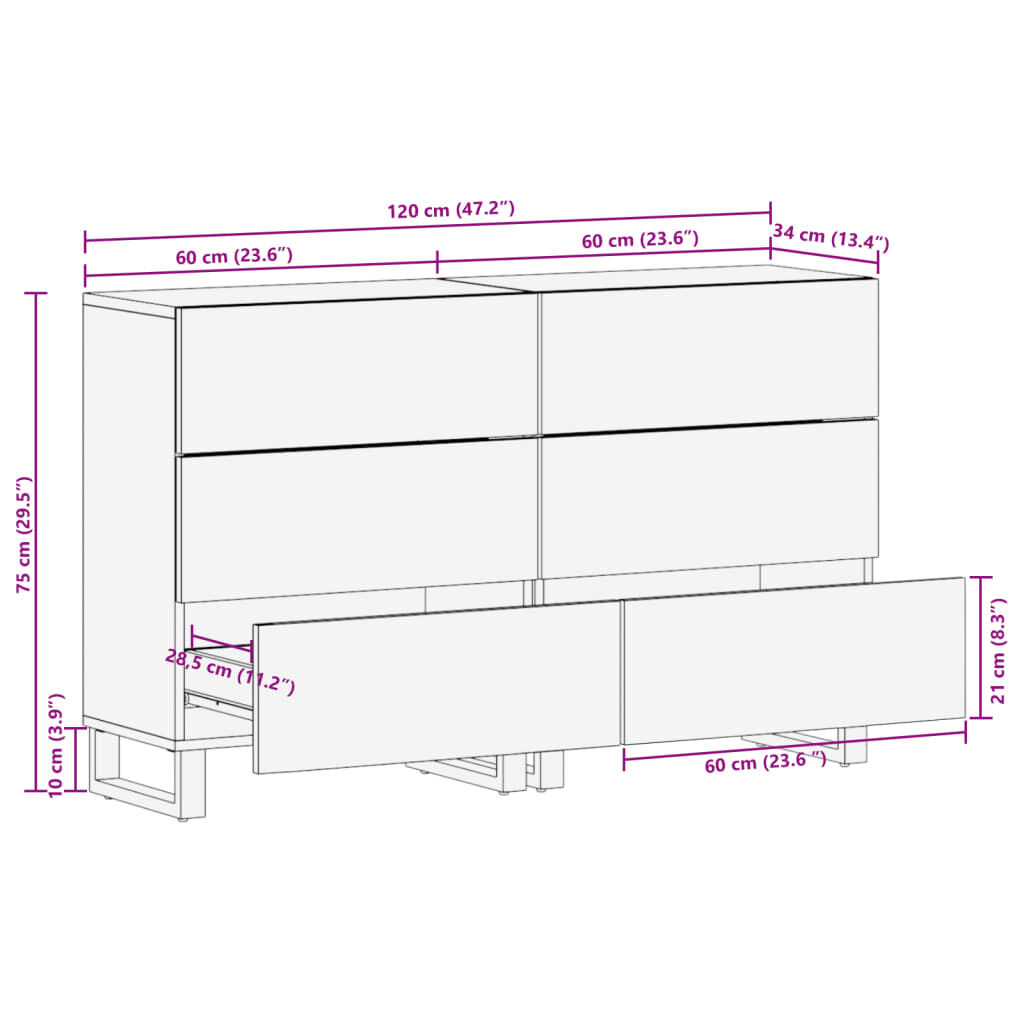 vidaXL Ντουλάπια 2 Τεμ. 60 x 34 x 75 εκ. από Μασίφ Ξύλο Ακακίας