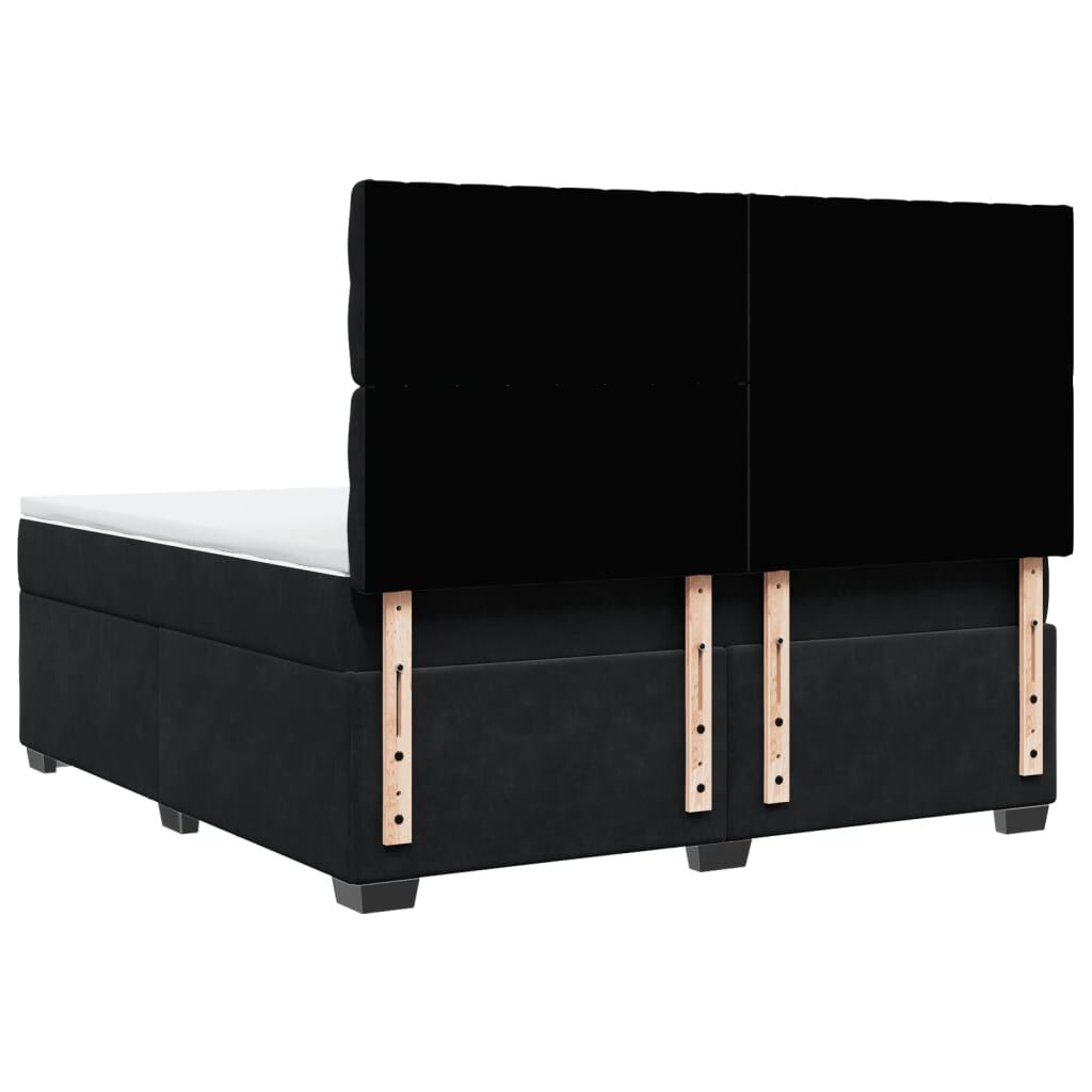 vidaXL Κρεβάτι Boxspring με Στρώμα Μαύρο 180x200 εκ. Βελούδινο