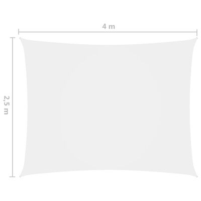 vidaXL Πανί Σκίασης Ορθογώνιο Λευκό 2,5 x 4 μ. από Ύφασμα Oxford