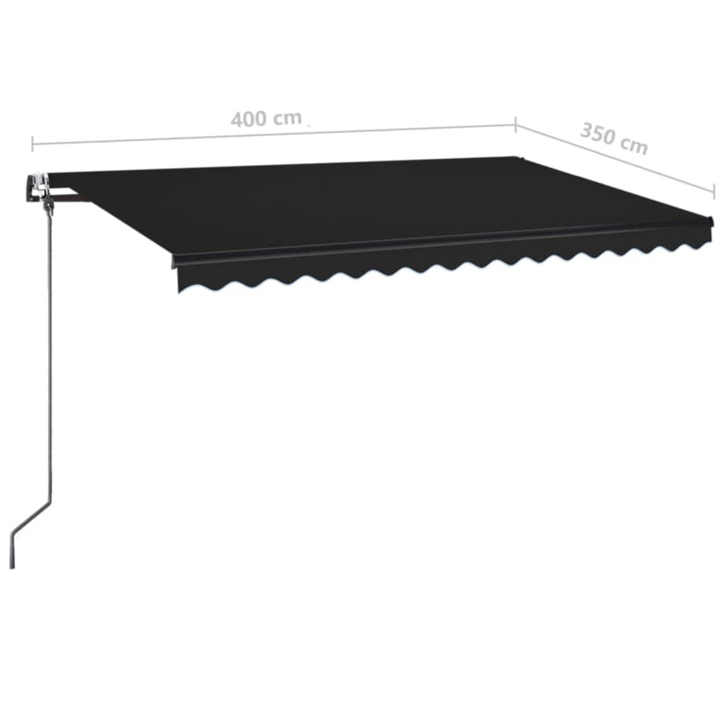 vidaXL Τέντα Αυτόματη με LED & Αισθητήρα Ανέμου Ανθρακί 400x350 εκ.