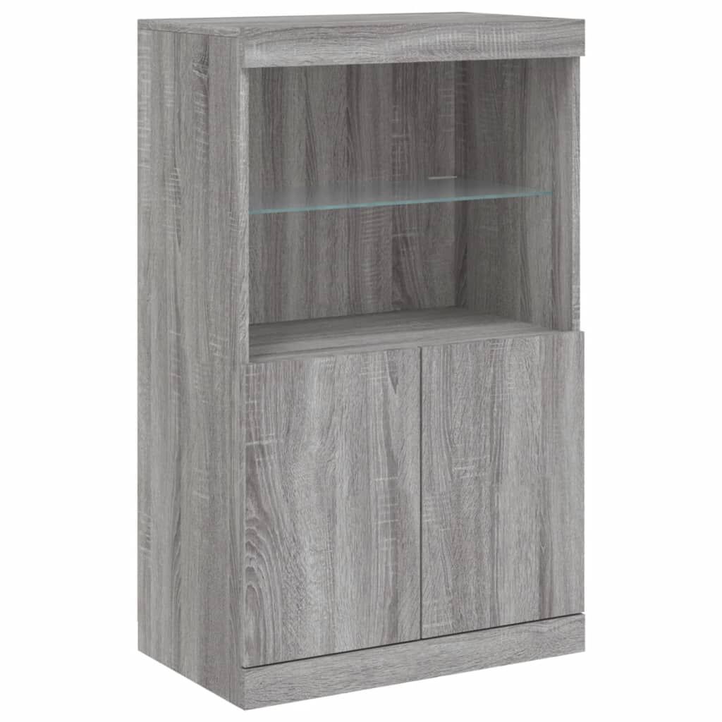 vidaXL Μπουφές με Φώτα LED Γκρι Sonoma 181,5 x 37 x 100 εκ.