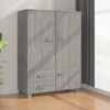 vidaXL Ντουλάπα HAMAR Αν. Γκρι 99 x 45 x 137εκ. από Μασίφ Ξύλο Πεύκου